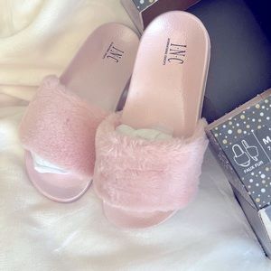 Faux Fur, I-N-C Slide Slippers, M 7-8, Pink